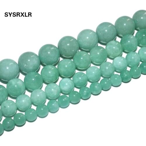 Free Shipping Natural Beads Green Angelite Stone Round Loose Spacer Beads For Jewelry Making DIY Handmade Bracelet 6/8/10/12mm