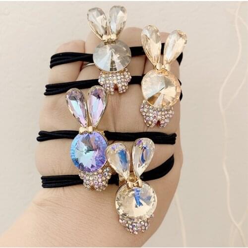 Big Rhinestone Cartton Hair Tie For Women Elastic Hair Bands Hair Accessories Rubber Band Hair Ring Headbands For G