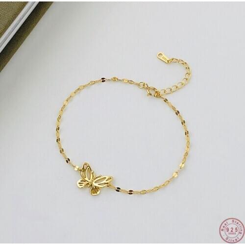 925 Sterling Silver Simple Butterfly Chain Bracelet Women Adjustable Fashion Party Dress Jewelry Accessories Girlfriend Gift