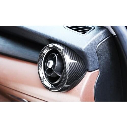 Carbon Fiber Style For Alfa Romeo Stelvio 2017 2018 ABS Plastic Front Side Air Conditioning Cover Frame Trim 2pcs