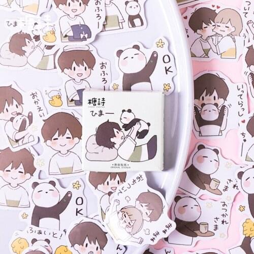 45 pcs/pack Panda With Boy Decorative Stationery Stickers Scrapbooking DIY Diary Album Stick Label