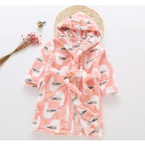 New Soft Childrens Robes for 2-8 Years Kids Pajamas Boys Cartoon Sleepwear Bathrobes Girls Hooded Baby Nightwear