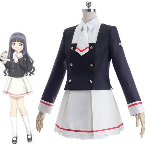 Japanese Anime Cardcaptor Sakura Clearcard Kinomoto Sakura Tomoyo Daidoji Navy Cosplay Costume Girl School Uniform Suit