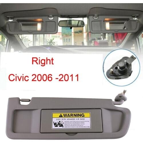 Right Passenger Side Gray Sun Visor for 2006 -2011 Honda Civic 83230-SNA-A01ZE