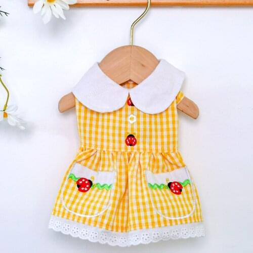 Summer Fashion New Yellow Plaid Dog Dresses for Small Dogs Girl Dog Cat Skirt Luxury Pet Clothes
