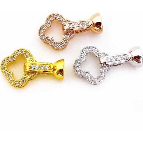 Copper Clasps 18K Gold plated DIY Pearls Jewelry Fittings Fastener Connector Clasps For DIY Gems Pearls Necklace Bracelet Clasp