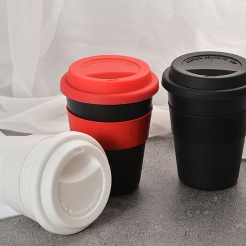 1PC New 400ml Reusable Heat Insulated Ceramic Travel Mugs Tea Coffee Travel Mug Cup with Non-slip Sleeve and Silicone Lid