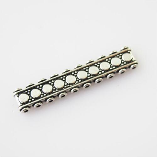 Fashion 8Pcs Tibetan Silver Color 10Holes Spacer Beads Bars Charms Connectors 6x33mm