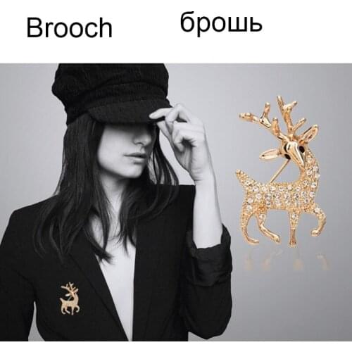 Fashion High Quality Exquisite Sika Deer Brooch Shining Rhinestone Jewelry (Gold)