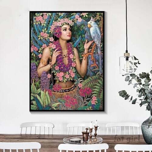 Full Square round Drill 5D DIY Diamond Painting Embroidery Beauty Flower Birds Diamond Beads mosaic Set Cross Stitch Art