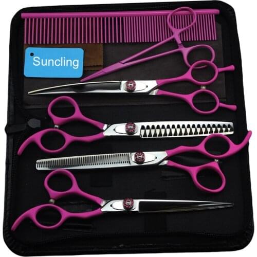 7 Inch High Grade Pink Japan 440C Stainless Steel Pet Scissors Set