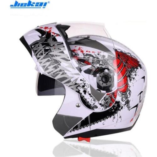2018 New JIEKAI Double lens Motorcycle Helmet Open Face Motorbike Hlemts made of ABS and PC lens visor have 11 colors 4 size