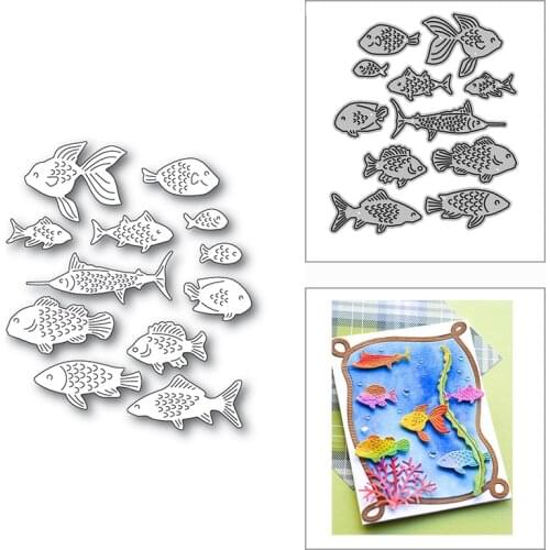 New 2021 Beautiful Shoal of Fish Metal Cutting Dies for DIY Scrapbooking and Card Making Decorative Embossing Craft No Stamps