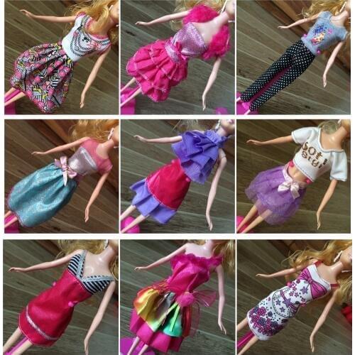 10 Pcs/ lot New Beautiful fashion doll dress Handmade Party Clothes Fashion Dress for barbie Doll