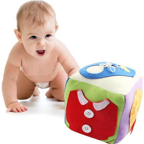 New soft and lovely Baby Lint Building Block Toys Insert Buckle Clothes Shoelace Press Button Baby Life Study Toys