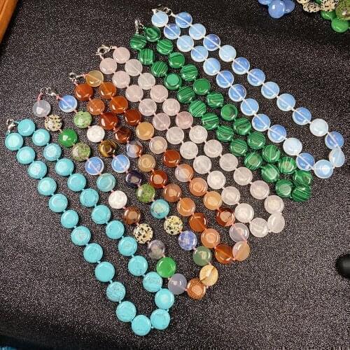 Natural Stone Necklace Oblate Semi-precious Stone Necklace-DIY Stone Fashion Necklace for Women size16x16mm