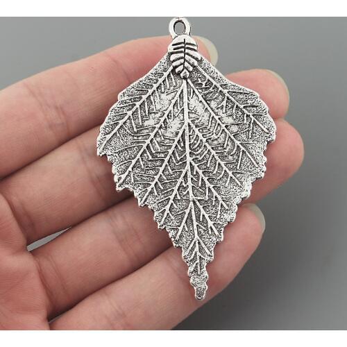 5PCS Antique Large Maple Leaves Charms Pendants for Necklace Making Jewelry Findings 72x45mm