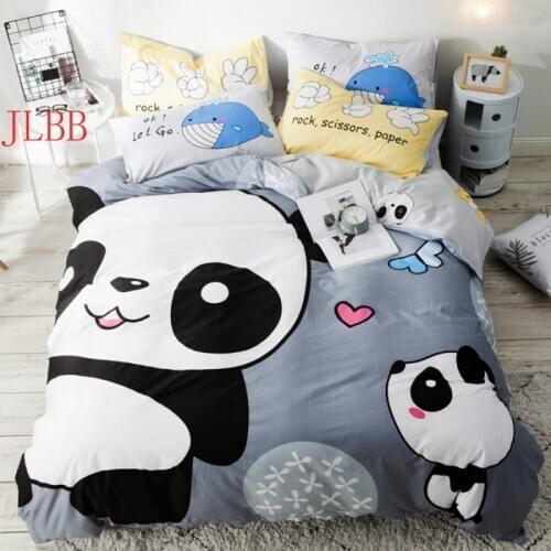 Panda Bedding set 100% cotton fox duvet cover set 3pcs/set boys bed linen kid single bedclothes 2-15year girl dinosaurs bed set