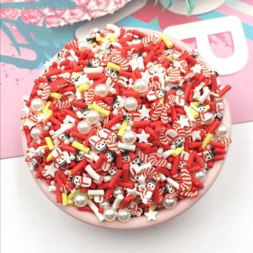 20g Mixed Christmas Crutch Snowman Slices Polymer Hot Clay Sprinkles For Crafs DIY Nail Arts Tiny Cute plastic klei Accessories