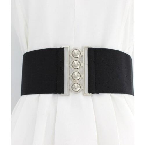65cm New Fashion Wide Elastic Stretch Waistband Black Leather Belt for Women Cummerbund Female Skirt Coat Waist Accessories