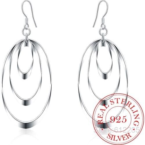 925 Sterling Silver Earring,Wedding Party Jewelry Accessories,Fashion Korean Three Discs Drop Dangle Earrings for Women 2020