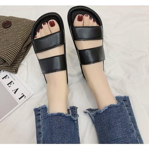 Women Slippers Retro Fashion Flat with Flip Flops Casual Hollow Solid Color Indoor Outside Sandals Female Shoes