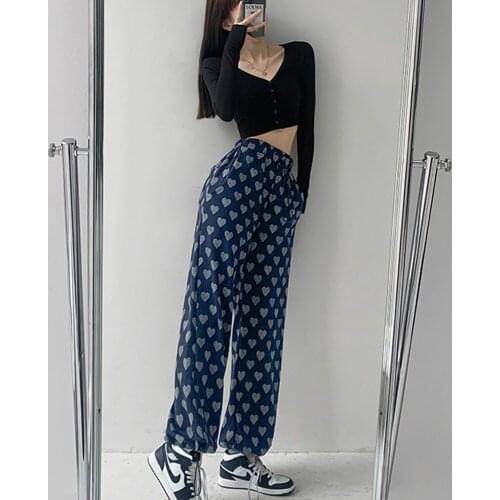 Sweatpants Women Casual Loose Love Print Streetwear Pants Women High Waist Harajuk Plus Size Trousers Joggers