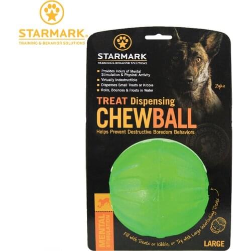 Starmark Treat Dispensing Chew Ball Tough Dog Toy