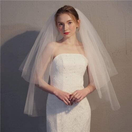 Bridal Veil Wedding Accessories Simple Style Bridal Veils Edge Elegant Soft Tulle Short Wedding Veils Belt Comb