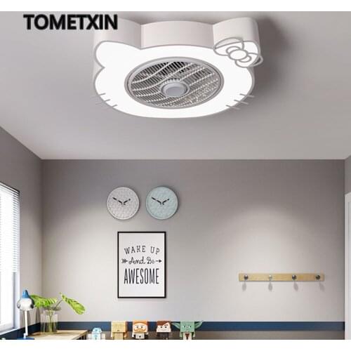 Cat led ceiling fan with light lights for children bedroom lamp home lamp lighting lights remote control