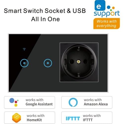 CBE Smart WIFI Wall Charge USB Socket UK Plug Tuya Smart Life Ewelink 10A Power Touch Switch for Alexa Google Home