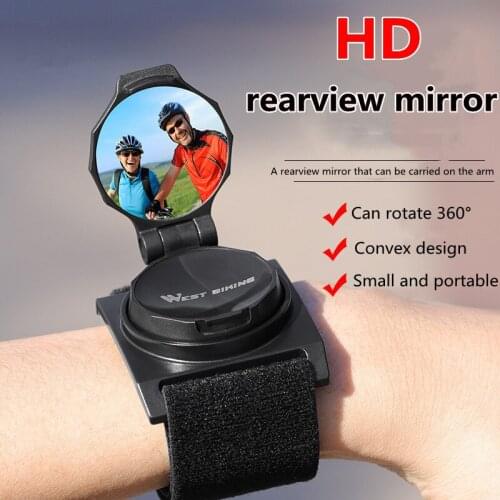 Bicycle Wrist Velcro Rear View Mirror Arm Can Be Rotated 360 Degrees Convex Mirror Riding Equipment Acrylic Lens Material