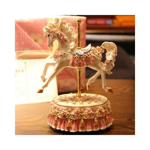 Merry-go-round Music Box Resin Cartoon Musical Box To Send Girls Children Christmas Birthday Gifts Home Decoration sky go