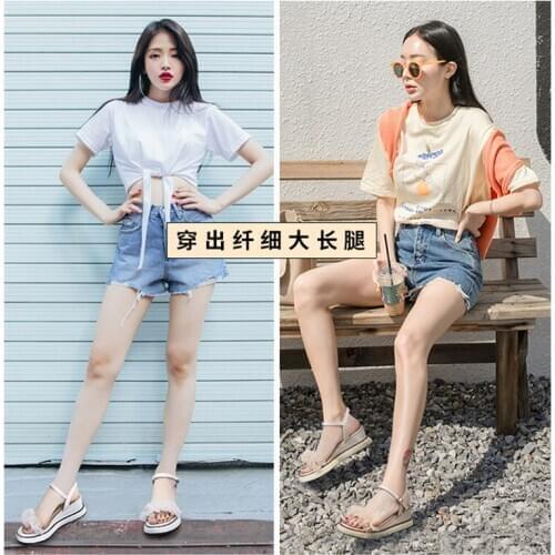 Summer 2020 female fairy wind sponge cake new fashion tide sandals with skirt wedge high heel thick bottom wild sandals Z843