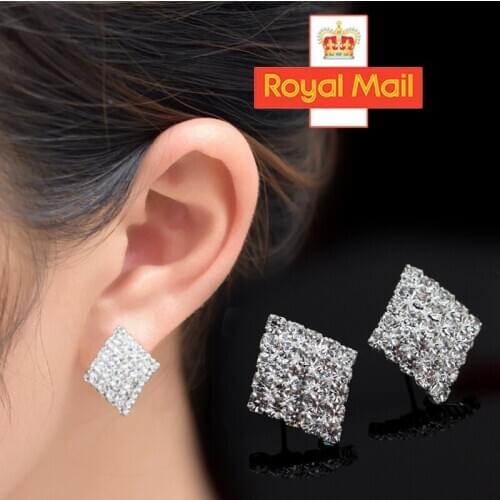 Rhombus Stud Earrings Women 2021 Hot Fashion European And American Style Shining With Rhinestone Rhombus Earring Girlfriend Gift