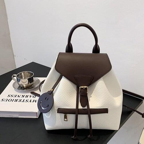 Ladies Fashion Drawstring Lock Large Capacity Notebook Backpack School Bag Travel Outdoor Leisure Zipper Shoulder School Bag