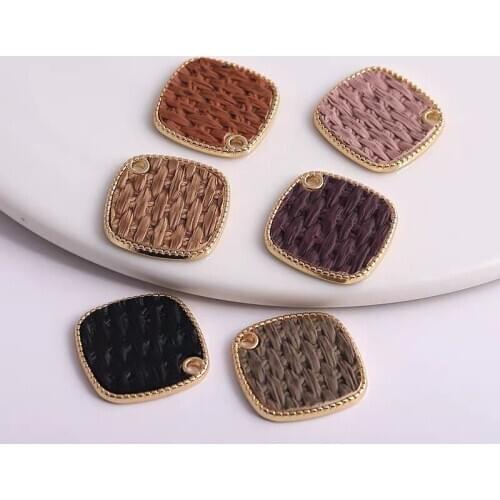 Winter style 40pcs/lot color pu/leater core geometry square shape alloy floating locekt charms diy jewelry earring accessory