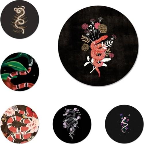 Hand Snake Flower Snake Painting Icons Pins Badge Decoration Brooches Metal Badges For Backpack Decoration 58mm