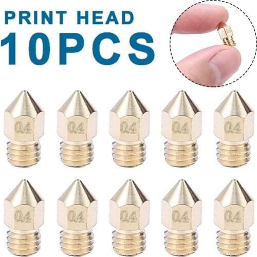 10pcs 3D Printer Extruder Nozzles 1.75mm/0.4mm MK8 Extruder Print Head Nozzle 3D Printer Accessories For Ender 3 PRO CR10