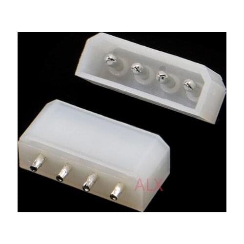 10PCS 5.08mm Molex White Big 4p 4d Female Socket Straight Hollow Needle for Pc Computer Atx Ide Power Connector
