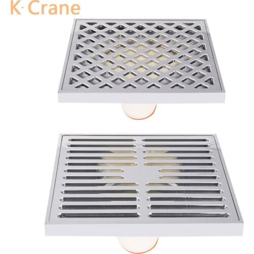 15*15CM Chrome Floor Drain Bathroom Anti Bugs Brass Drains Smell Off Square Grates Bath Shower Waste Water Stopper Hole Cover