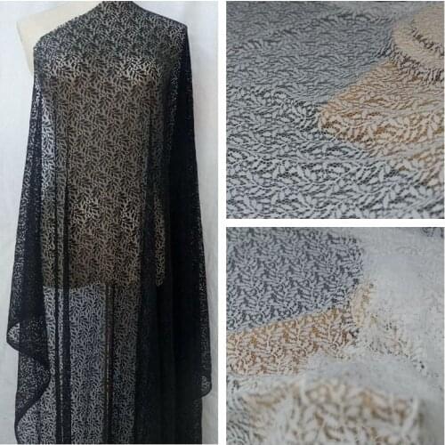 150cm Wide Black High Quality Exquisite Leaf Embroidery Lace Fabric DIY Wedding Garment Clothing Dress Baby Clothes Material