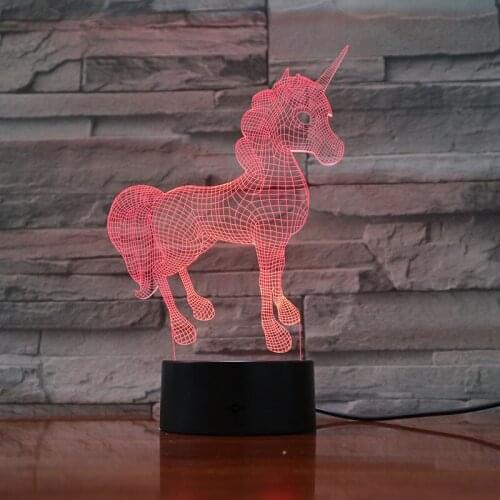 2019 New Animal Kawaii Unicorn 3D LED LAMP NIGHT LIGHT Multicolor RGB Bulb Christmas Decorative Gift Cartoon Toys Luminaria Lava