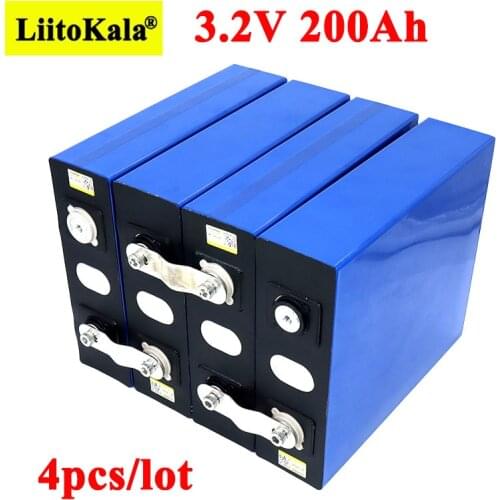 4pcs Liitokala 3.2V 200Ah LiFePO4 lithium battery 3.2v 3C Lithium iron phosphate battery for 12V 24V battery inverter vehicle RV