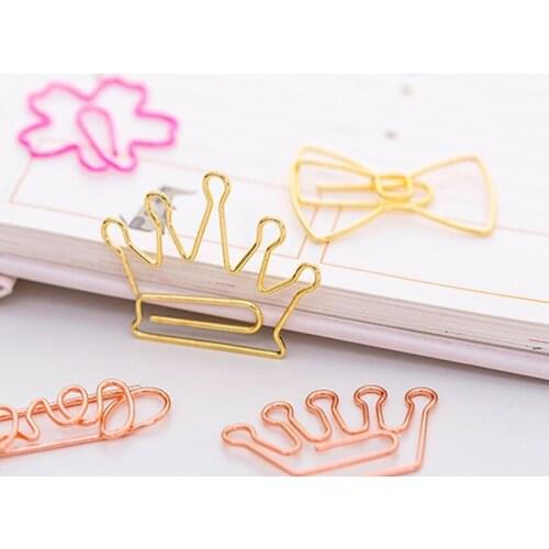 5pcs Cartoon Rose Gold Special-shaped Paper Clips Metal Material Kitchen storage clip Gift for Kids storage supply