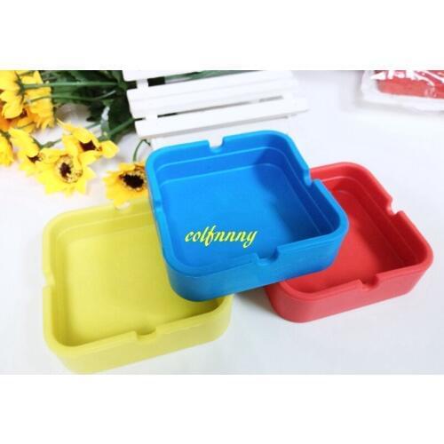 500pcs/lot Fast shipping 8x8cm Square silicone ashtray pocket soft eco-friendly rubber ashtray Holder unbreakable
