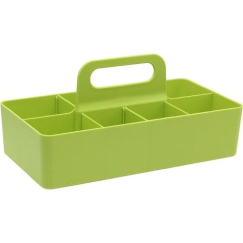 94PF Creative Plastic Divider Storage Box Basket with Handle Multi Grid Classification Desktop Stackable Stationery Organizer