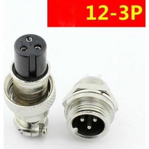 Aviation plug GX12-3P three-core aviation socket connector connection device 3-core aviation set