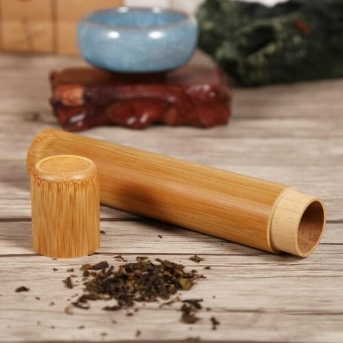 1 Pcs Bamboo Tube Tea Box Airtight Small Container Spices Storage Jar with Lid J2Y