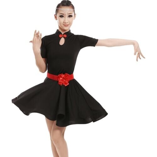 Childrens Latin dance ballet dress spring and summer short-sleeved girl grading competition practice performance costume